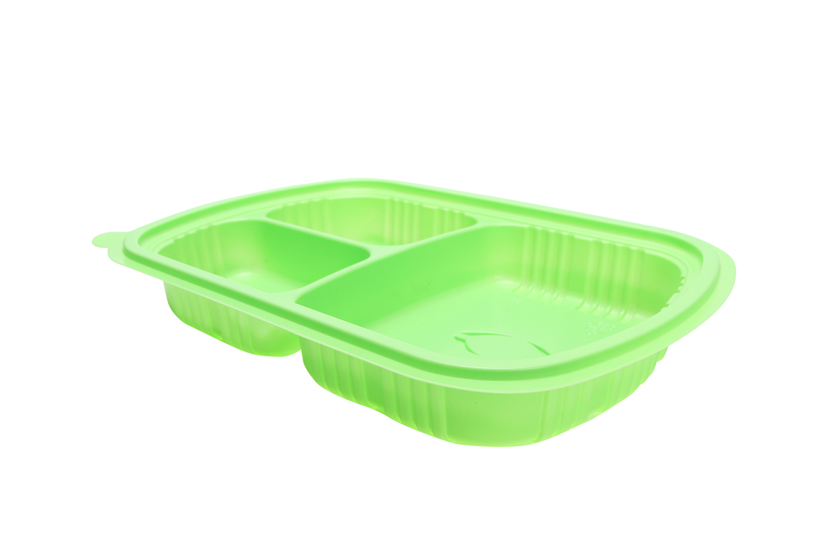 BOPS蓋黑色橢圓形三格快餐盒